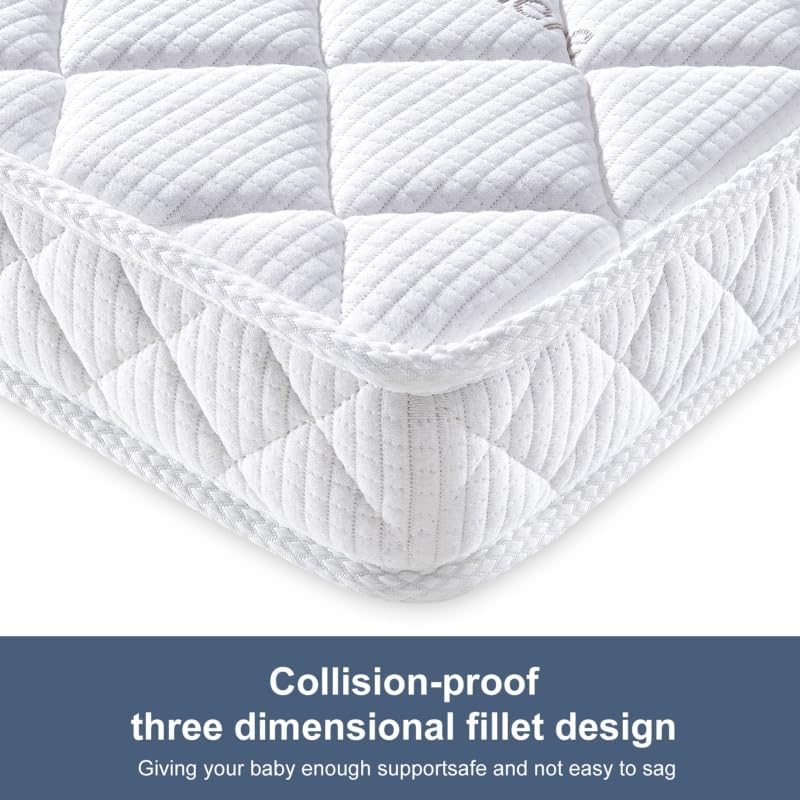 OSSERTSbearY Pack and Play Mattress - 38" x 26"- Premium Knitted Fabric Safety Reinforced Play Yard Mattress - Fits for Graco & Baby Trend & Pamo Babe Playard, Firm Support and Comfort Foam，White - Image 4